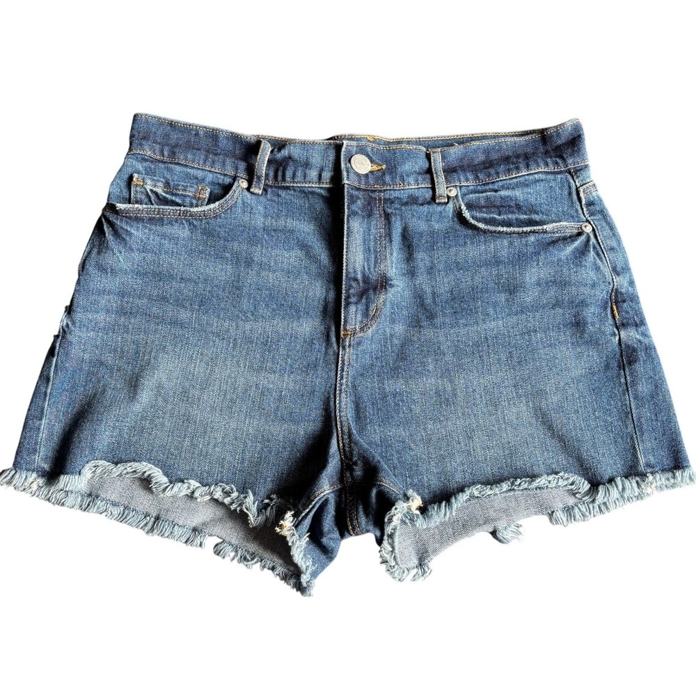 LOFT Womens Denim Shorts Blue High Rise Raw Hem Size 8/29